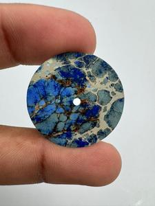 A K Gems Pierre précieuse Jaspe sédimentaire bleu pour cadran de montre, ronde de 28 mm, épaisseur 0,70 mm, trou central de 2 mm, coupe plate, pierre en vrac pour la fabrication de montres - Product Image 5