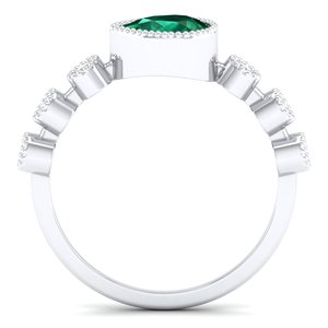 Bague REYES au design classique en or massif 14 carats avec moissanite certifiée GRA pour femme, coupe poire, 0,75 carat, émeraude, anneaux en or. - Product Image 4