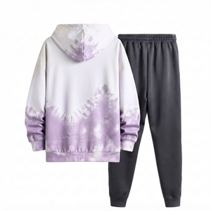 Tracksuit Lite Purple Wholesale Custom Logo Sportswear Manufacturer Winter Warm Fleece Pullover Hoodie And Joggers Set - Product Image 2