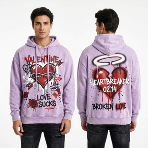 Sweat à capuche vintage pour homme, style rétro délavé, teint en pièce, streetwear personnalisé, en coton épais - Product Image 3