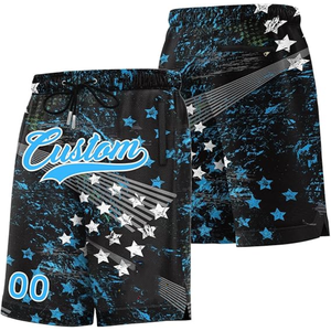 Shorts de basketball pour hommes, bicolores, respirants, en mesh, avec cordon de serrage, design sportif à empiècements, rose et bleu - Product Image 3