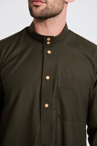 Traditional Arab <b>Men's</b> <b>Thobe</b> Solid Color Cotton Linen Dress Casual Ethnic Jubba Style Loose Fit Autumn Wear Thobes - Product Image 6