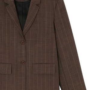 Blazer décontracté unisexe pour femme avec logo personnalisé OEM, col cranté, marron, simple boutonnage, manches longues, veste de bureau tendance - Product Image 2