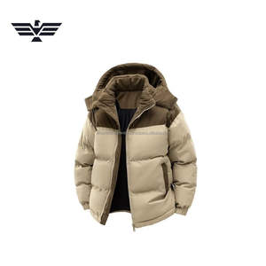 EMPIRE TREND WEARS <b>Men's</b> <b>Corduroy</b> Panel Puffer <b>Jacket</b> Winter Insulated Quilted Letter Pattern Stand Collar Front Logo - Product Image 6