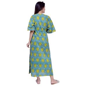 Vestido maxi tipo caftán de algodón con estampado floral para mujer – Vestido holgado de maternidad para mayor comodidad en verano - Product Image 1