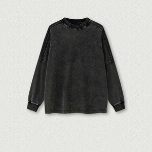 Sudadera Oversize Transpirable de Algodón Mineral Lavado con Cuello Redondo, Color Liso, Tejida, Casual, para Otoño, 100% Algodón, para Hombre - Product Image 1