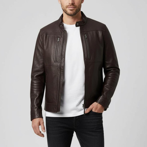 Veste en cuir urbaine pour homme, en cuir de vache souple, légère, confortable, imperméable, respirante, tendance, fournisseur OEM ODM - Product Image 3