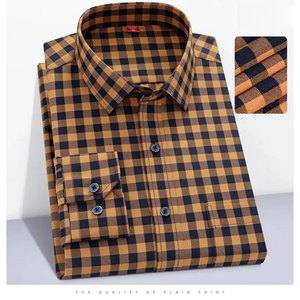 Customized 100% Cotton Flannel Solid Embossed Yarn Dyed <b>Shirt</b> Men <b>Quilted</b> Lined Brushed Buttons Formal Stand Breathable Spring - Product Image 4