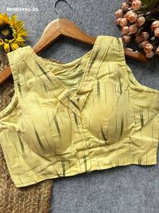 Premium Quality Ikkat Handloom Cotton with Printed <b>Readymade</b> V-Neck & Padded Sleeveless <b>Blouse</b> Collection Indian Exporter - Product Image 3