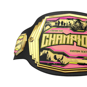 Cinturón de Campeonato Premium de Alta Calidad, Personalizado, con Diseños en Dorado y Rosa - Product Image 3