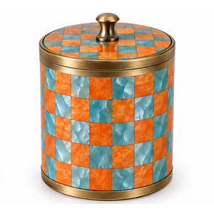 Seau à glace hexagonal en nacre et métal avec couvercle, incrustation de coquillages en mosaïque, refroidisseur à vin, seau à champagne avec poignée en branche de corail - Product Image 4