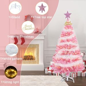 4FT Pink Christmas <b>Tree</b> <b>Stand</b> with Metal Pine <b>Tree</b> for Home Office Holiday & Party Decor Artificial Xmas <b>Tree</b> - Product Image 5