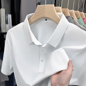 T-shirt d'été pour homme en soie glacée de haute qualité, sans repassage, sans coutures, couleur unie, style décontracté chic - Product Image 1