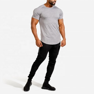 Venta al por mayor personalizado de los hombres 65% algodón 35% poliéster gimnasio Fitness camiseta de gran tamaño Slim Fit manga corta transpirable estilo musculoso - Product Image 2