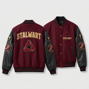 Veste d'hiver unisexe Stalwart en laine coupe-vent écologique, couleur bordeaux beige, avec logo brodé en chenille, respirante et à séchage rapide - Product Image 2