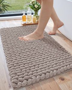 Tapis de sol de salle de bain antidérapant en mousse à mémoire de forme à rebond lent, absorbant l'eau, texture coton galet, pour maison et hôtel modernes - Product Image 4
