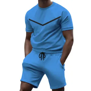 Vêtements d'été pour hommes, ensemble 2 pièces, t-shirt et short, coton respirant, tenue unisexe, ensemble assorti personnalisé pour hommes - Product Image 4