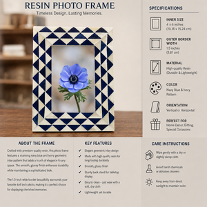 Marco de Fotos de Resina con Incrustaciones de Hueso Azul Hecho a Mano, Marco Decorativo para Pared o Mesa, Decoración del Hogar - Product Image 4