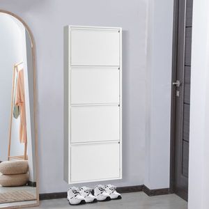Scarpiera Moderna a 4 Cassetti, Scaffale Portascarpe a 4 Livelli Regolabile in MDF, Organizzatore Salvaspazio Bianco per la Casa - Product Image 4