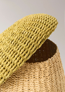 Bulk Green Mushroom <b>Paper</b> Straw Kids Storage Basket Wholesale Decorative Handwoven Room Toy Storage Organizer Sustainable Factor - Product Image 2