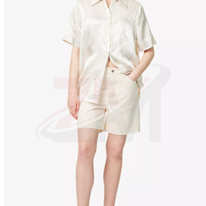 Shorts de Mezclilla de Cintura Media para Mujer, Color Sólido, Casuales, Transpirables, Corte Regular, con Detalle de Botones - Product Image 1