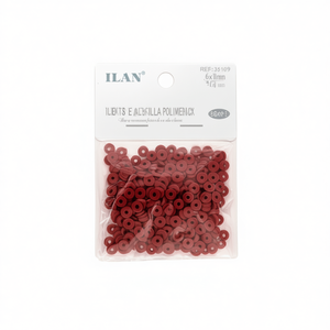 Cuentas de Arcilla Polimérica Ilan 6x1 mm Color Borgoña para Manualidades y Joyería - Product Image 1