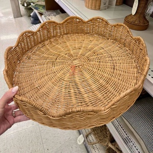 Rectangle Bohemian Design Single Tier Rattan Foldable Storage <b>Tray</b> <b>Table</b> Organizer for Kitchen Use Unfinished Sustainable - Product Image 4