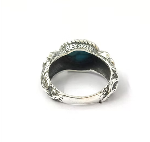Women's Blue Copper Turquoise <b>Ring</b> <b>Crafted</b> 925 Silver Floral Textured Band Affordable Jewelry Wholesaler - Product Image 4