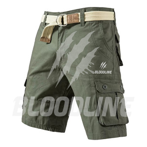 Bermuda Cargo Homme BLOODLINE Taille Mi-Haute en PU Motif Camouflage Ceinture Élastique Style Décontracté avec Poches 220g - Product Image 5