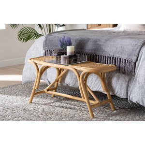 Banquette en rotin de ferme côtière artisanale pour patio - Product Image 2