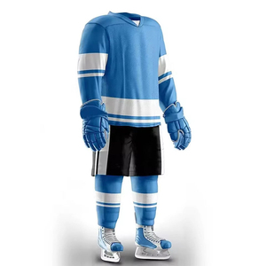 Ensemble d'uniformes de hockey sur glace personnalisés avec logo, jersey et chaussettes en tricot aéré 280 GSM, vente en gros - Product Image 4