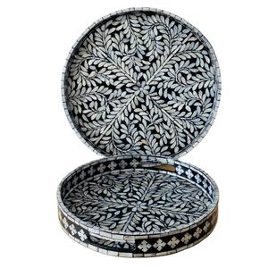 Bandeja de concha de nácar hecha a mano con incrustaciones de fregona para bandeja decorativa para dormitorio y baño - Product Image 4