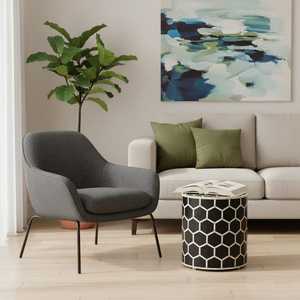 Modern <b>Round</b> Eco-Friendly Bone Inlay <b>Console</b> <b>Table</b> Artisan Crafted Home Decor for Baptism - Product Image 3