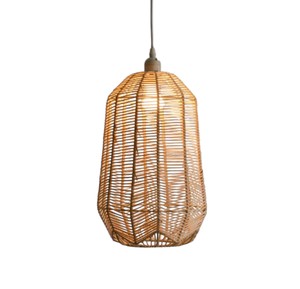 Chic <b>Vintage</b> Style Natural Rattan Lampshade Woven Pendant Light Fixture Farmhouse Hanging Ceiling Chandelier <b>Lamp</b> Kitchen - Product Image 1