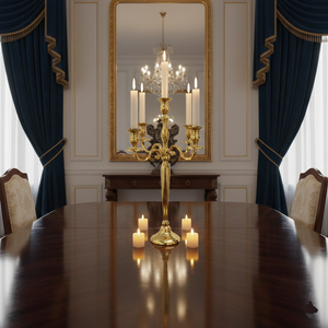 Metal 5 Arms <b>Tall</b> Candelabra wedding Occasion Floor Entryway decorative Gold Plated <b>Candle</b> Holder Stand Handmade Candelabra - Product Image 3