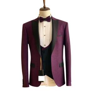 Costume de smoking trois pièces gris acier pour homme, revers contrastant noir, blazer pour événement d'entreprise, costumes de marié pour mariage - Product Image 4