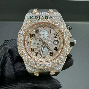 Luxury Unisex Moissanite Quartz <b>Watch</b> Hip Hop <b>Iced</b> <b>Out</b> <b>Watch</b> Round Analog Quartz Wristwatch Diamond - Product Image 3