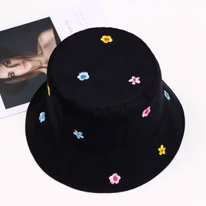 Chapeau Bob Brodé Floral Orange et Jaune Unisexe Décontracté Printemps-Été en Toile de Coton Style Adulte - Product Image 2