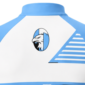 Ensemble maillot et short de cyclisme personnalisé bleu clair et blanc, manches courtes, fermeture éclair intégrale, respirant, rembourré, uniforme de vélo pour la course et l'entraînement sportif - Product Image 4