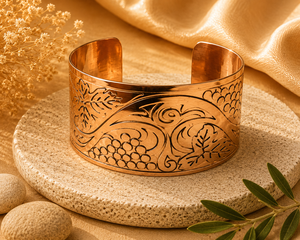 Handcrafted Vintage Red Copper Magnetic Bracelet for <b>Men</b> Adjustable Hammered Texture Fashion <b>Bangle</b> Healing Therapy Inspiration - Product Image 4