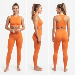 Ensemble de sport 2 pièces OEM personnalisé : Soutien-gorge de sport col rond dos nageur et Legging de compression long (couche de base) pour yoga, séchage rapide - Product Image 5