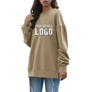 เสื้อสเวตเชิ้ตผู้หญิงไซส์ใหญ่ สีพื้น สไตล์ลำลอง คุณภาพสูง คอกลม ไหล่ตก ทรงโอเวอร์ไซส์ มีฮู้ด - Product Image 5