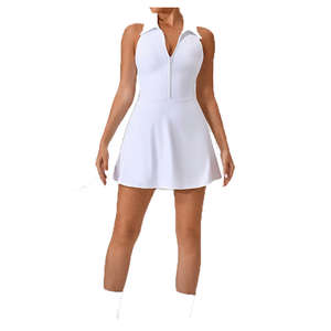 ชุดเดรสเล่นแพดเดิลและเทนนิสแบบสองชิ้นสำหรับผู้หญิง ดีไซน์สั่งทำพิเศษ พร้อมกางเกงซับใน ลายเรียบ ผ้าฝ้าย 100% เหมาะสำหรับใส่ในฤดูร้อน - Product Image 6