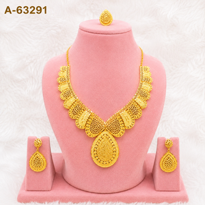 24K Gold Plated Traditional <b>Arabic</b> Bridal Necklace & Earrings Jewelry Set for Women – Luxury Wedding Party Jewelry A-63302 - Product Image 4