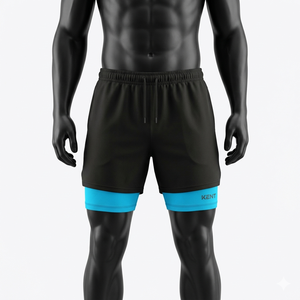 Private Label Trending 2 in 1 Men Four-Way <b>Stretch</b> Lightweight Heat-Transfer Printed Compression <b>Shorts</b> Inner Liner Gym Running - Product Image 5