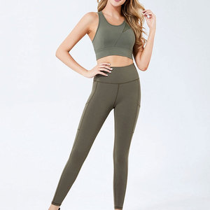 Women Yoga Set Breathable Elastic Waist High Stretch Fitness <b>Workout</b> Activewear <b>Leggings</b> and Sports Bra for Gym Yoga and Running - Product Image 1