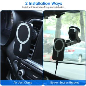 Caricabatterie Wireless Magnetico per Auto con Supporto per Bocchetta dell'Aria MagSafe, 15W Wireless per Telefoni Serie IOS 12/13/14, Supporto per Cellulare - Product Image 5