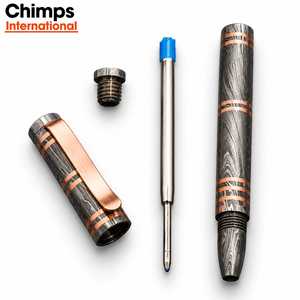 Damascus Steel Ballpoint Handcrafted <b>Pen</b> Copper Accents Pocket Clipper Retirement <b>Gift</b> Personalized Groomsman <b>Gift</b> - Product Image 5