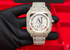 Montre mécanique à cadran carré, bracelet effet glaçon, montre-bracelet aspect diamant pour un cadeau de luxe et une touche de mode - Product Image 3