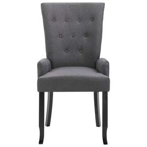 เก้าอี้รับประทานอาหารที่มีที่วางแขนผ้าสีเทาเข้ม - Product Image 3